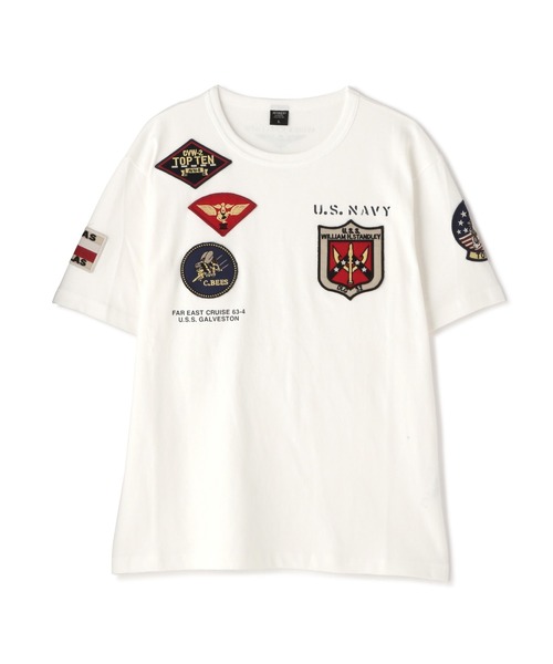 AVIREX(アヴィレックス)の「《WEB&DEPOT限定》TOP GUN WAPPEN T-SHIRT / トップガン ワッペン ティーシャツ / AVIREX / アヴィレックス(Tシャツ/カットソー・メンズ・ホワイト/ネイビー/ブラック×ブラック/ホワイト×ホワイト・X-LARGE/LARGE/MEDIUM/XX-LARGE)」の2枚目の写真