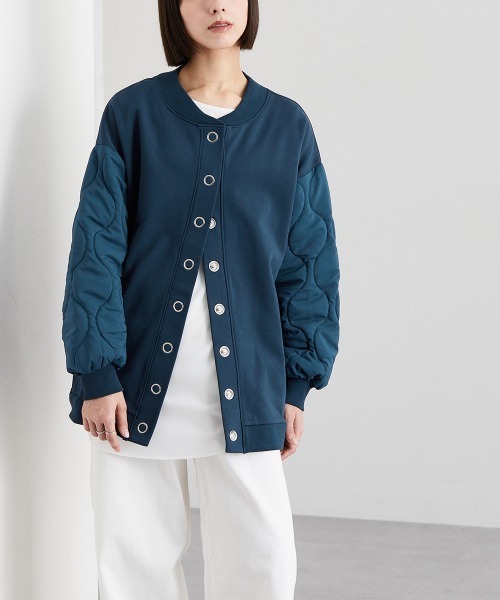 Soiunique（スワユニーク）の「キルティング袖切替ゆったりサイズ裏毛ジャケット ［Soiunique］（カバーオール・レディース・ブラック/ネイビー・M～Ｌ/L～LL）」の17枚目の写真