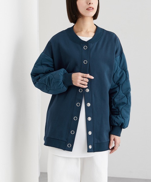 Soiunique（スワユニーク）の「キルティング袖切替ゆったりサイズ裏毛ジャケット ［Soiunique］（カバーオール・レディース・ブラック/ネイビー・M～Ｌ/L～LL）」の18枚目の写真