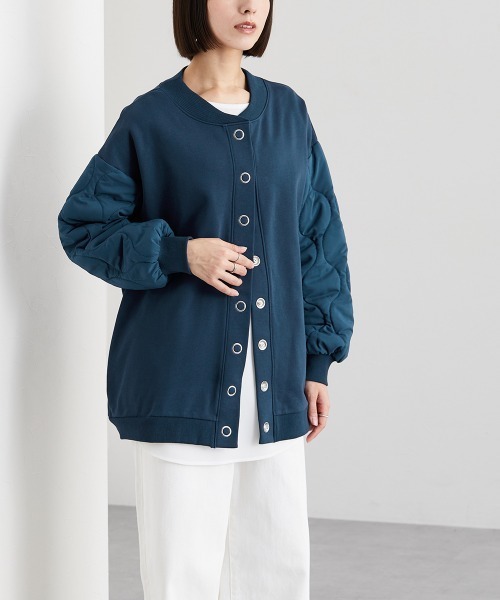 Soiunique（スワユニーク）の「キルティング袖切替ゆったりサイズ裏毛ジャケット ［Soiunique］（カバーオール・レディース・ブラック/ネイビー・M～Ｌ/L～LL）」の19枚目の写真