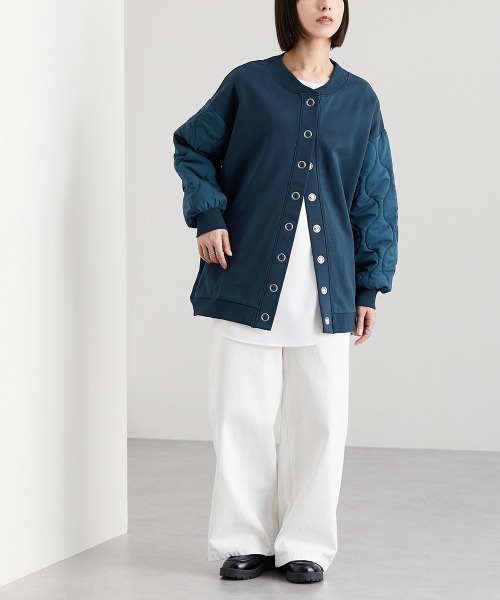 Soiunique（スワユニーク）の「キルティング袖切替ゆったりサイズ裏毛ジャケット ［Soiunique］（カバーオール・レディース・ブラック/ネイビー・M～Ｌ/L～LL）」の20枚目の写真