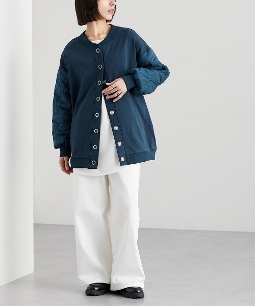 Soiunique（スワユニーク）の「キルティング袖切替ゆったりサイズ裏毛ジャケット ［Soiunique］（カバーオール・レディース・ブラック/ネイビー・M～Ｌ/L～LL）」の21枚目の写真