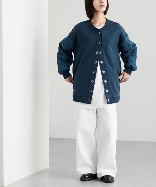 Soiunique（スワユニーク）の「キルティング袖切替ゆったりサイズ裏毛ジャケット ［Soiunique］（カバーオール・レディース・ブラック/ネイビー・M～Ｌ/L～LL）」の22枚目の写真