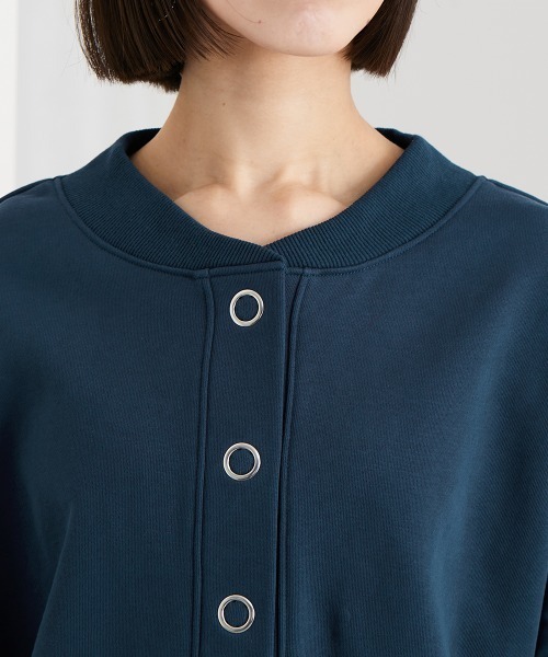 Soiunique（スワユニーク）の「キルティング袖切替ゆったりサイズ裏毛ジャケット ［Soiunique］（カバーオール・レディース・ブラック/ネイビー・M～Ｌ/L～LL）」の5枚目の写真