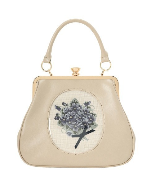 an another angelus（アンアナザーアンジェラス）の「フレームスミレ刺繍がま口バッグ/fint フィント（ハンドバッグ・レディース・アイボリー/パープル・FREE）」の21枚目の写真