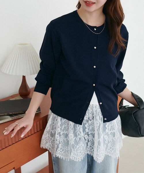 DISCOAT（ディスコート）の「【SS先行予約】裾レース切替キャミ（キャミソール・レディース・オフホワイト/ブラック・FREE）」の6枚目の写真