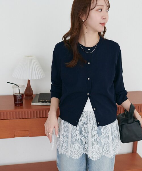 DISCOAT（ディスコート）の「【SS先行予約】裾レース切替キャミ（キャミソール・レディース・オフホワイト/ブラック・FREE）」の7枚目の写真