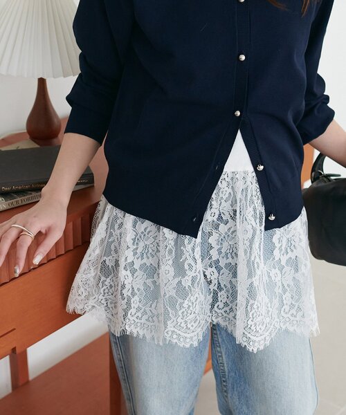 DISCOAT（ディスコート）の「【SS先行予約】裾レース切替キャミ（キャミソール・レディース・オフホワイト/ブラック・FREE）」の8枚目の写真