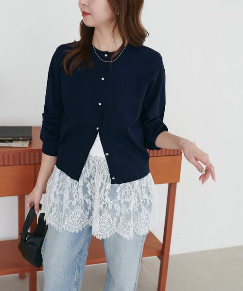 DISCOAT（ディスコート）の「【SS先行予約】裾レース切替キャミ（キャミソール・レディース・オフホワイト/ブラック・FREE）」の9枚目の写真