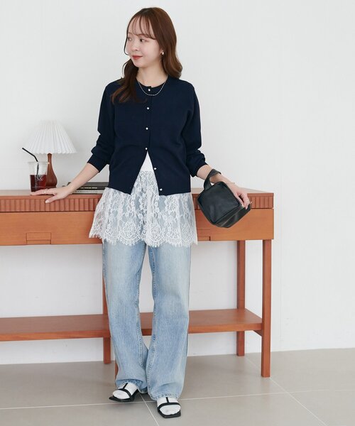 DISCOAT（ディスコート）の「【SS先行予約】裾レース切替キャミ（キャミソール・レディース・オフホワイト/ブラック・FREE）」の10枚目の写真