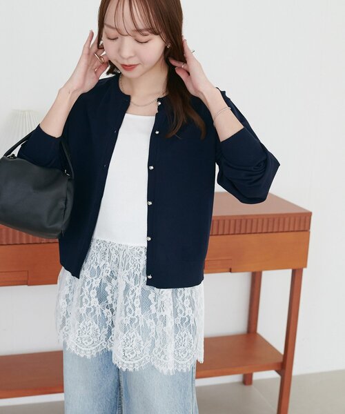 DISCOAT（ディスコート）の「【SS先行予約】裾レース切替キャミ（キャミソール・レディース・オフホワイト/ブラック・FREE）」の11枚目の写真