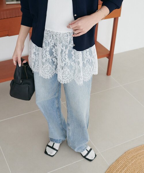 DISCOAT（ディスコート）の「【SS先行予約】裾レース切替キャミ（キャミソール・レディース・オフホワイト/ブラック・FREE）」の12枚目の写真