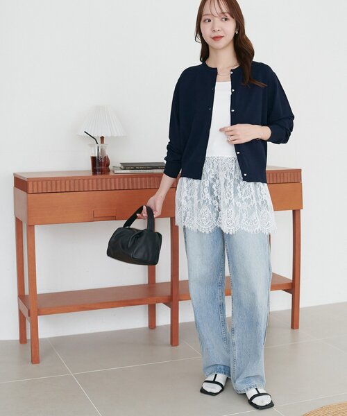 DISCOAT（ディスコート）の「【SS先行予約】裾レース切替キャミ（キャミソール・レディース・オフホワイト/ブラック・FREE）」の18枚目の写真