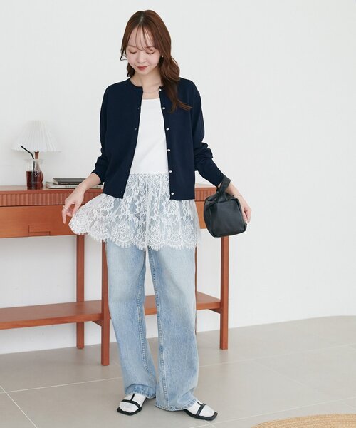 DISCOAT（ディスコート）の「【SS先行予約】裾レース切替キャミ（キャミソール・レディース・オフホワイト/ブラック・FREE）」の20枚目の写真