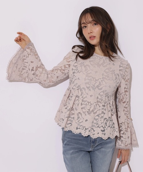 Apuweiser-riche（アプワイザーリッシェ）の「ペプラムレースブラウス（シャツ/ブラウス・レディース・ホワイト/ピンク・2/1）」の2枚目の写真