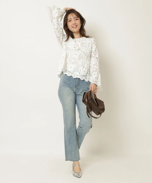 Apuweiser-riche（アプワイザーリッシェ）の「ペプラムレースブラウス（シャツ/ブラウス・レディース・ホワイト/ピンク・2/1）」の13枚目の写真