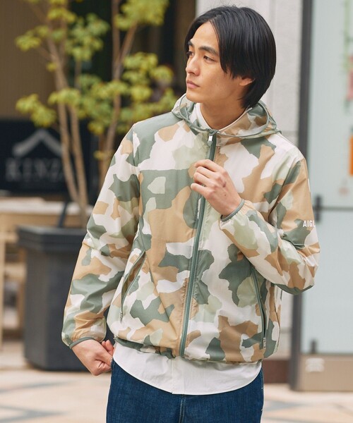 AIGLE（エーグル）の「超軽量 撥水 プリントジャケット RP（ナイロンジャケット・メンズ・グリーン系カモフラージュ/グレー系カモフラージュ・XXL/XS/XL/M/S/L）」の16枚目の写真