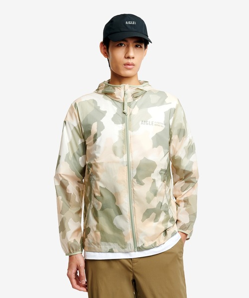 AIGLE（エーグル）の「超軽量 撥水 プリントジャケット RP（ナイロンジャケット・メンズ・グリーン系カモフラージュ/グレー系カモフラージュ・XXL/XS/XL/M/S/L）」の2枚目の写真