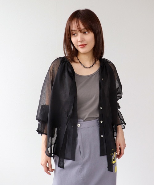 Three Four Time（ｽﾘｰﾌｫｰﾀｲﾑ）の「ギャーザーリボンカラーブラウス（シャツ/ブラウス・レディース・ブラック/ホワイト/イエロー・FREE）」の17枚目の写真