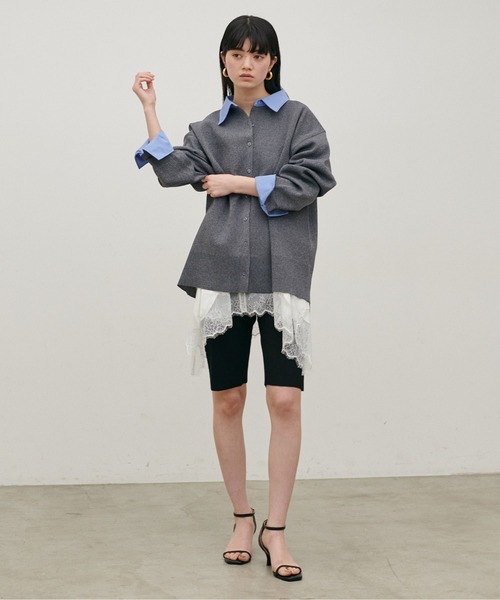 LARUTA（ラルータ）の「【LARUTA】ポリ100シャツレイヤード風カーデ（カーディガン/ボレロ・レディース・グレー/ブラック・FREE）」の10枚目の写真
