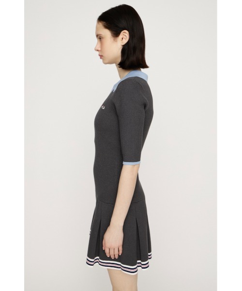 SLY(スライ)の「FILA x SLY BOX PLEATS S/OP フィラスライボックスプリーツショートワンピース 春服(ワンピース・レディース・ネイビー/杢グレー・1/2)」の7枚目の写真