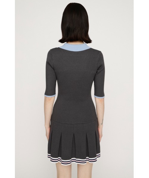 SLY(スライ)の「FILA x SLY BOX PLEATS S/OP フィラスライボックスプリーツショートワンピース 春服(ワンピース・レディース・ネイビー/杢グレー・1/2)」の8枚目の写真