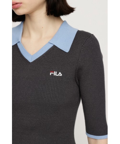 SLY(スライ)の「FILA x SLY BOX PLEATS S/OP フィラスライボックスプリーツショートワンピース 春服(ワンピース・レディース・ネイビー/杢グレー・1/2)」の9枚目の写真