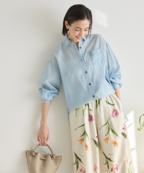 KATHARINE ROSS(キャサリンロス)の「【KATHARINE ROSS】シアーデニムシャツ(シャツ/ブラウス・レディース・ライトブルー/ブルー・FREE)」の2枚目の写真