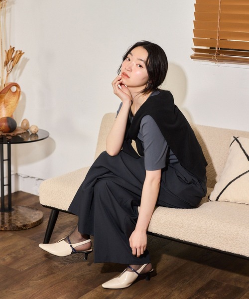 mysty woman（ミスティウーマン）の「テレコキリカエカットソー5S　659811（Tシャツ/カットソー・レディース・ブラック/オフホワイト/グレー・FREE）」の4枚目の写真