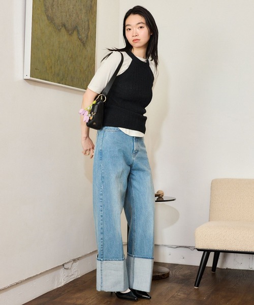 mysty woman（ミスティウーマン）の「テレコキリカエカットソー5S　659811（Tシャツ/カットソー・レディース・ブラック/オフホワイト/グレー・FREE）」の8枚目の写真