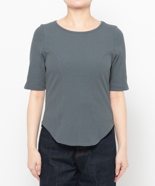 mysty woman（ミスティウーマン）の「テレコキリカエカットソー5S　659811（Tシャツ/カットソー・レディース・ブラック/オフホワイト/グレー・FREE）」の9枚目の写真