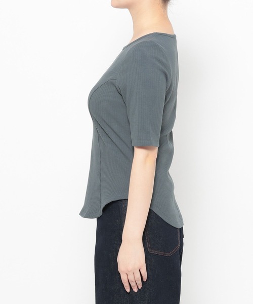 mysty woman（ミスティウーマン）の「テレコキリカエカットソー5S　659811（Tシャツ/カットソー・レディース・ブラック/オフホワイト/グレー・FREE）」の10枚目の写真