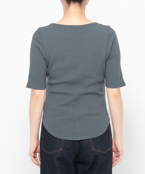 mysty woman（ミスティウーマン）の「テレコキリカエカットソー5S　659811（Tシャツ/カットソー・レディース・ブラック/オフホワイト/グレー・FREE）」の11枚目の写真