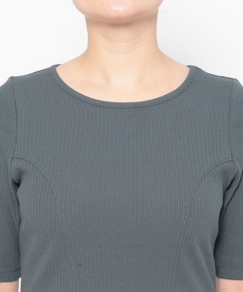 mysty woman（ミスティウーマン）の「テレコキリカエカットソー5S　659811（Tシャツ/カットソー・レディース・ブラック/オフホワイト/グレー・FREE）」の12枚目の写真