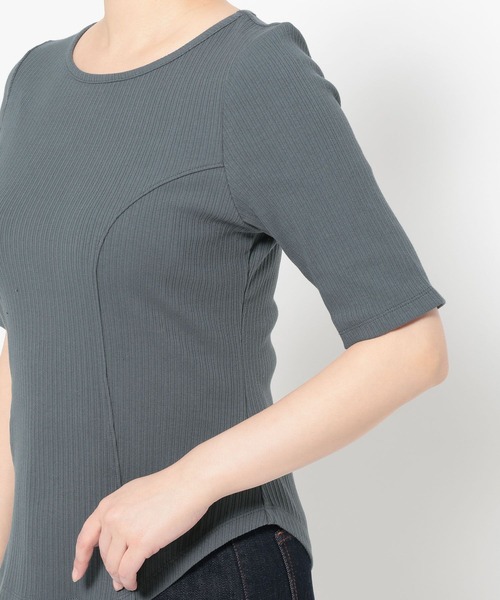 mysty woman（ミスティウーマン）の「テレコキリカエカットソー5S　659811（Tシャツ/カットソー・レディース・ブラック/オフホワイト/グレー・FREE）」の13枚目の写真