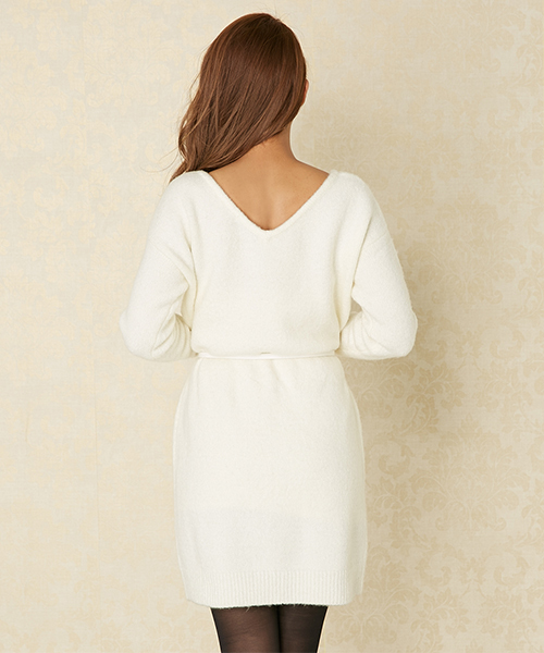 rienda（リエンダ）の「ベルテッドニットOP（ワンピース・レディース・ベージュ/ブラック/ライトピンク/ホワイト・FREE）」の12枚目の写真