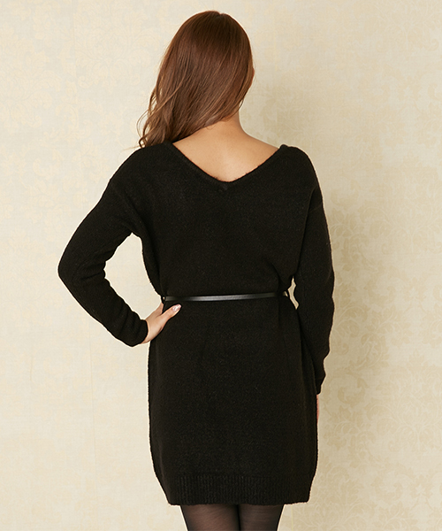 rienda（リエンダ）の「ベルテッドニットOP（ワンピース・レディース・ベージュ/ブラック/ライトピンク/ホワイト・FREE）」の16枚目の写真