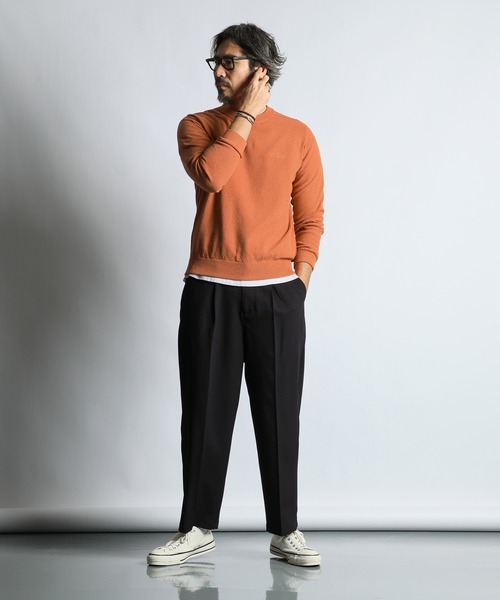 The DUFFER of ST.GEORGE（ザダファーオブセントジョージ）の「STRETCH CORDLANE WIDE TAPERED PANTS：コードレーン ワイドパンツ / スラックス / ストレッチパンツ / テーパードパンツ（スラックス・メンズ・グレー/ブラック・SMALL/MEDIUM/LARGE/X-LARGE）」の4枚目の写真