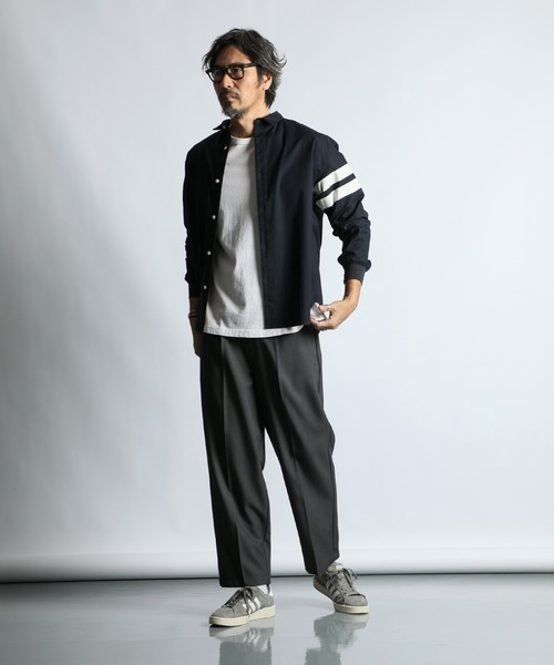 The DUFFER of ST.GEORGE（ザダファーオブセントジョージ）の「STRETCH CORDLANE WIDE TAPERED PANTS：コードレーン ワイドパンツ / スラックス / ストレッチパンツ / テーパードパンツ（スラックス・メンズ・グレー/ブラック・SMALL/MEDIUM/LARGE/X-LARGE）」の6枚目の写真