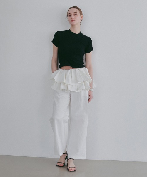MANOF(マノフ)の「TUCK CUT TOPS(Tシャツ/カットソー・レディース・ホワイト/ブラック/ブラウン/グリーン・F)」の18枚目の写真