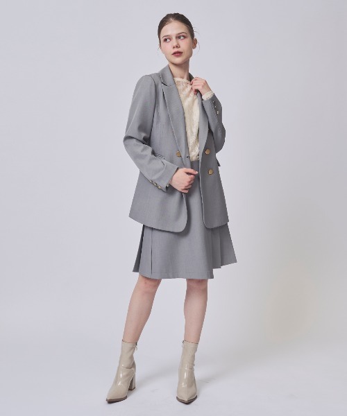 SWINGLE（スウィングル）の「アシメプリーツミニスカート（スカート・レディース・ライトグレー/ダークブルー/ベージュ・MEDIUM/SMALL）」の2枚目の写真