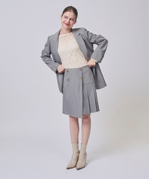 SWINGLE（スウィングル）の「アシメプリーツミニスカート（スカート・レディース・ライトグレー/ダークブルー/ベージュ・MEDIUM/SMALL）」の11枚目の写真