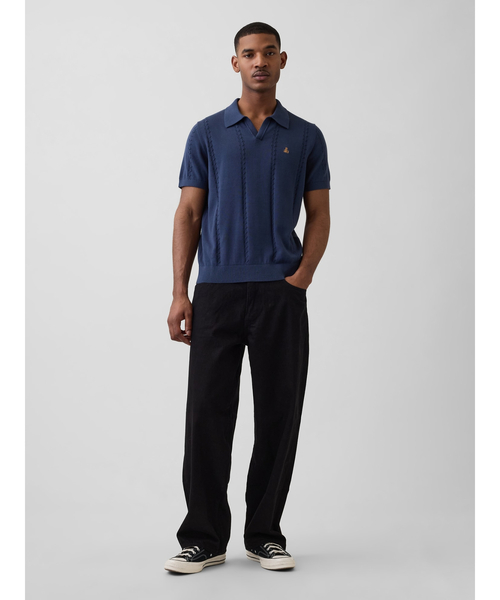 GAP(ギャップ)の「リラックス ジョニーカラー ポインテール ニットシャツ(ポロシャツ・メンズ・ネイビー/オフホワイト・XL/L/M/S/XS)」の3枚目の写真