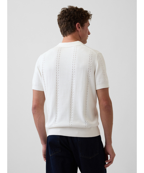 GAP(ギャップ)の「リラックス ジョニーカラー ポインテール ニットシャツ(ポロシャツ・メンズ・ネイビー/オフホワイト・XL/L/M/S/XS)」の6枚目の写真