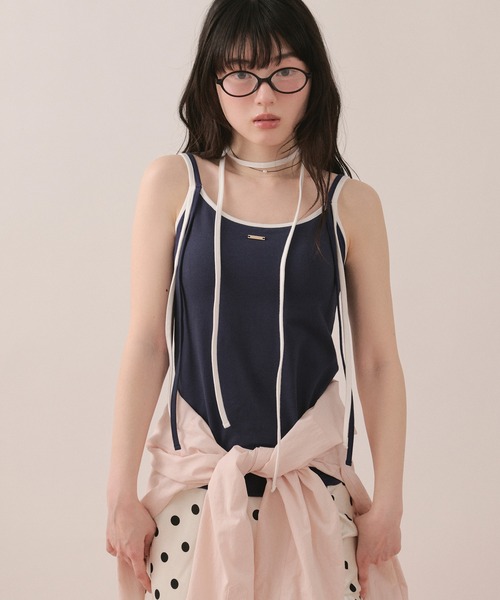 【レア品】＜6(ROKU)＞TRIANGLE CAMISOLE/キャミソール ribbon design camisole / リボンデザインキャミソール（キャミソール