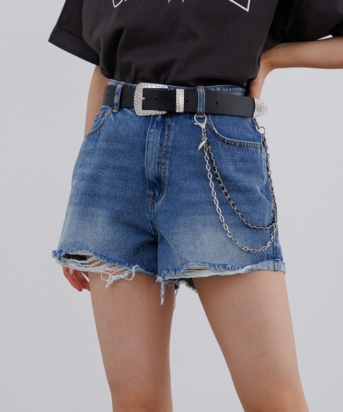 repipi armario（レピピ アルマリオ）の「ダメージデニムショートパンツ（デニムパンツ・キッズ・ブルー/ブラック/ライトブルー/ピンク・SMALL/MEDIUM/LARGE）」の3枚目の写真