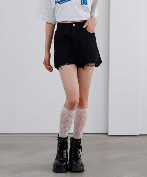 repipi armario（レピピ アルマリオ）の「ダメージデニムショートパンツ（デニムパンツ・キッズ・ブルー/ブラック/ライトブルー/ピンク・SMALL/MEDIUM/LARGE）」の9枚目の写真