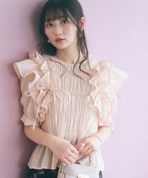 marun（マルン）の「＜大きいサイズ＞ギャザーフリルトップス marun（Tシャツ/カットソー）」