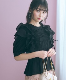 marun（マルン）の「＜大きいサイズ＞ギャザーフリルトップス marun（Tシャツ/カットソー）」