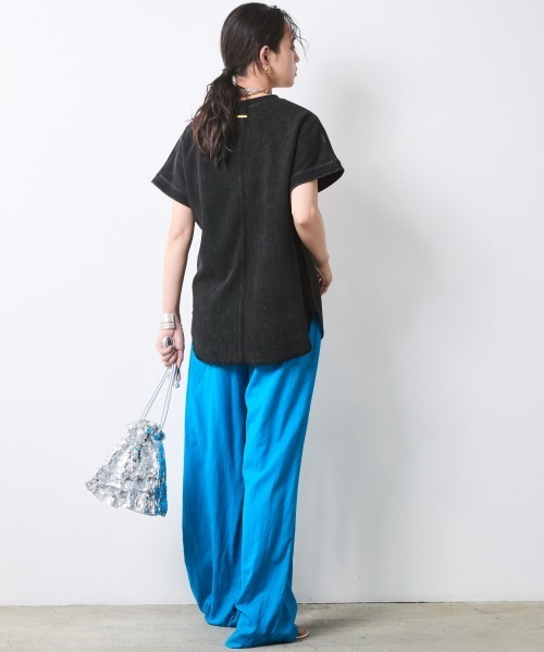 CHIC STYLE（シックスタイル）の「【セットアップ対応】ヴィンテージ加工サーマルフレンチスリーブカットソー＜大きいサイズ有＞シックスタイル（Tシャツ/カットソー・レディース・ブラウン系/スミクロ・3L/LL/L/M/5L/4L）」の20枚目の写真